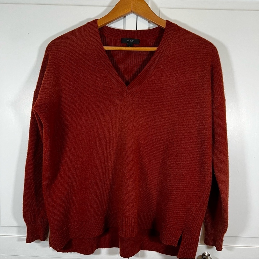 J. Crew Women's V-Neck Sweater in Rust Red